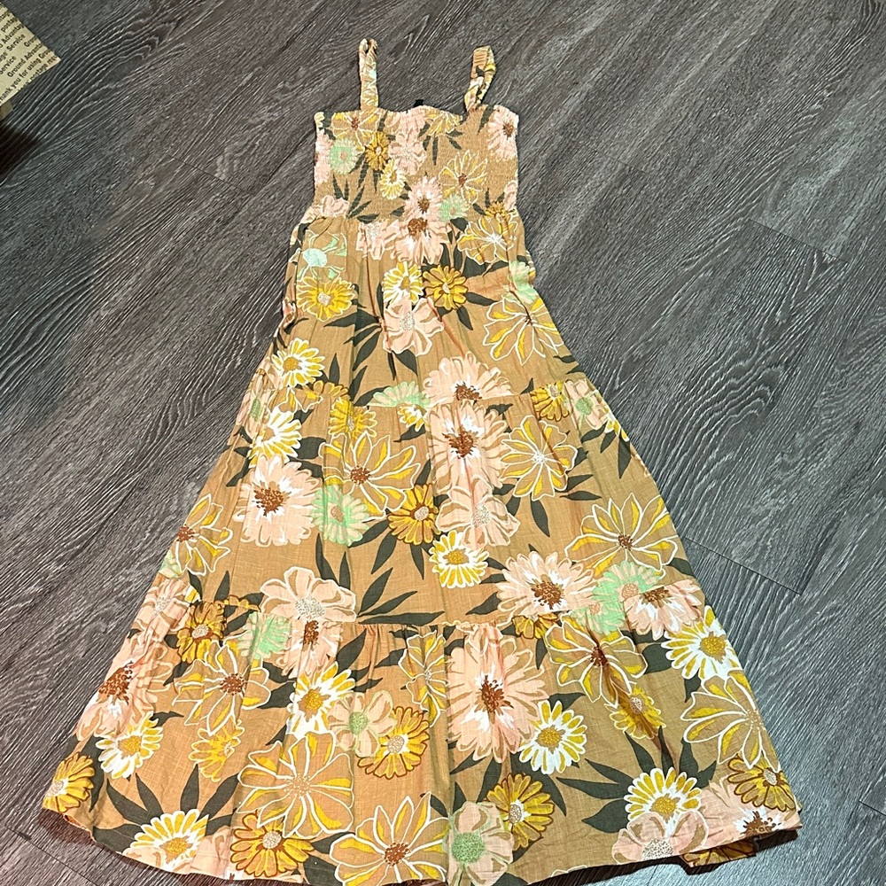 Roxy Multicolor Sunnier Shores Smocked Tiered Textured Dress